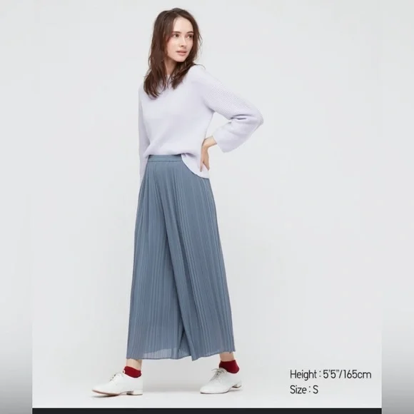 Oak + Fort Wide Leg Pleated Pant Blue - Picture 4 of 7